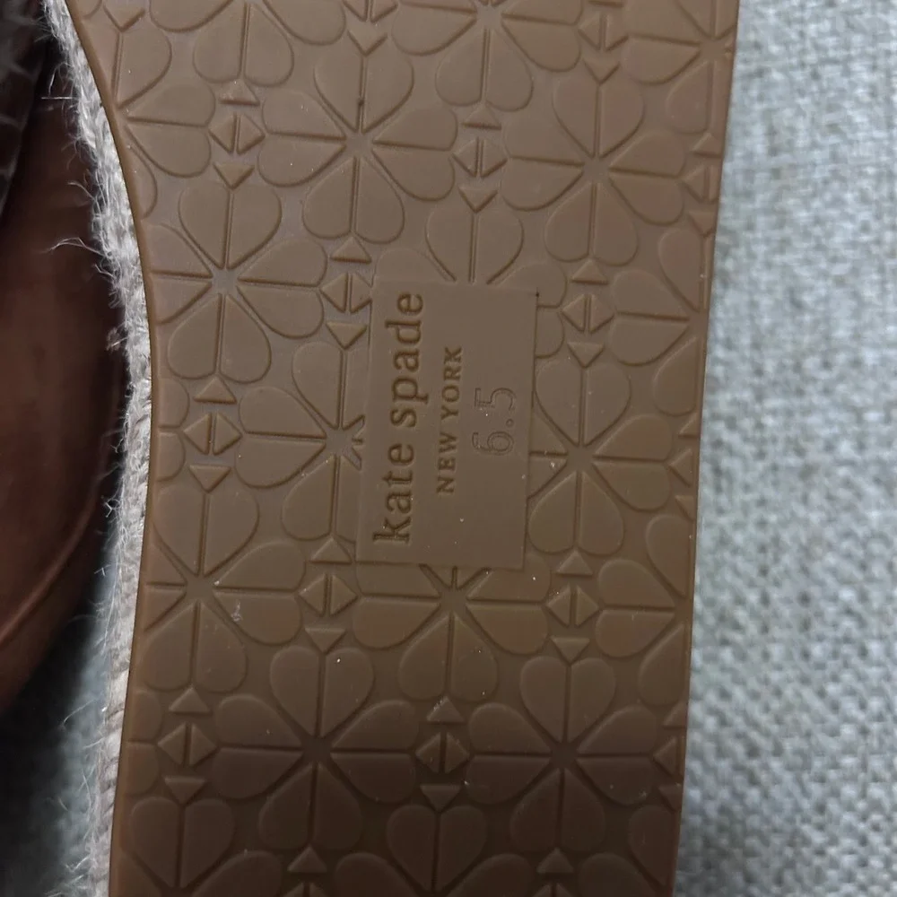 Kate Spade Eastwell Mule Women 6.5‎ Brown Suede Espadrille Platform Penny Loafer